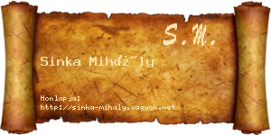 Sinka Mihály névjegykártya